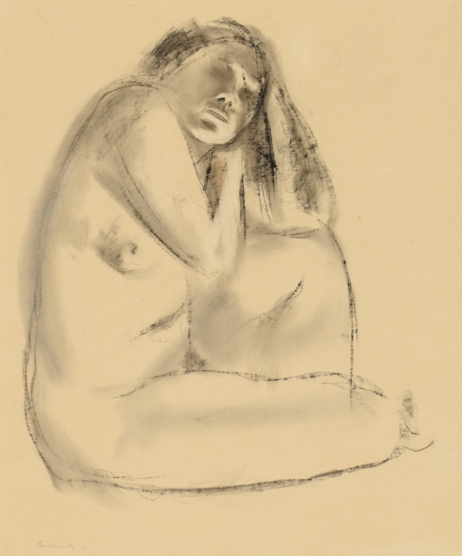 Sittende akt [Tegning]