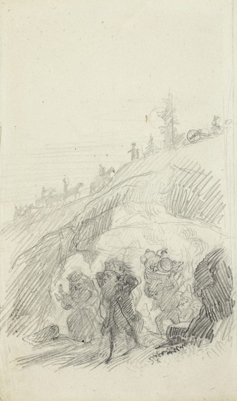 Recto: Mann med snor [Tegning]