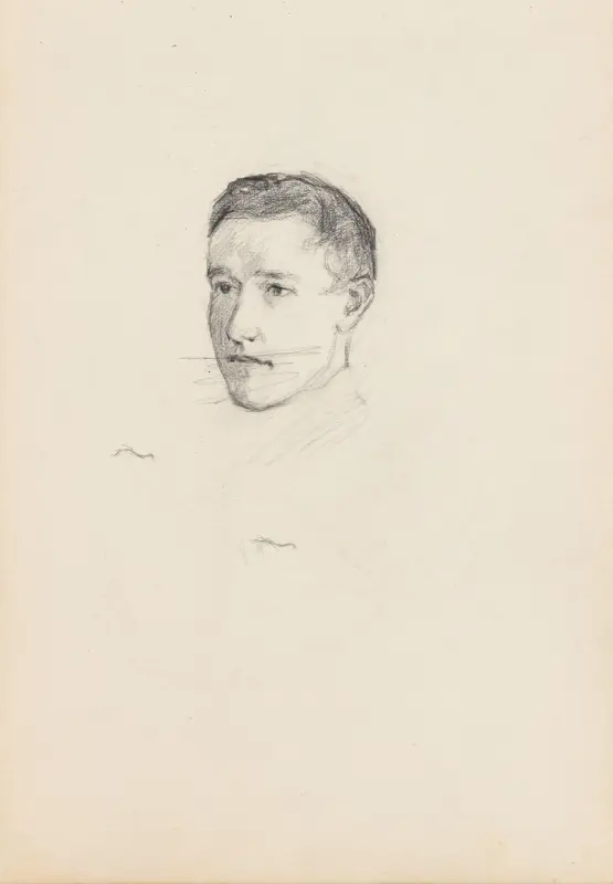 Mannsportrett, Signe Scheel, 1897–1898, drawing