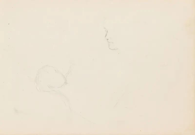 Riss av hode; riss av ansikt, Signe Scheel, 1897–1898, drawing