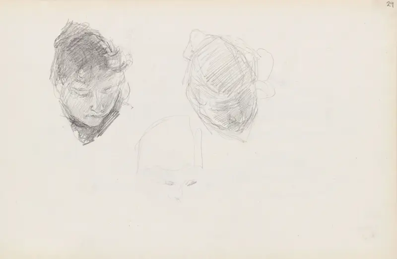 Kvinnehode; riss av to hoder, Signe Scheel, 1892, drawing