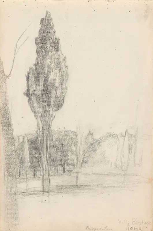 Piazza di Siena, Villa Borghese Roma, Signe Scheel, 1897–1898, drawing