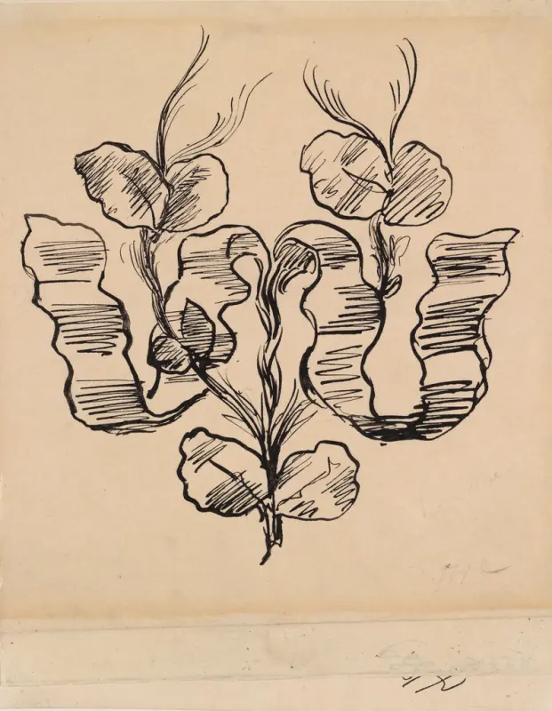 Åmannen. Sluttvignett, Thorvald Bindesbøll, 1889, drawing