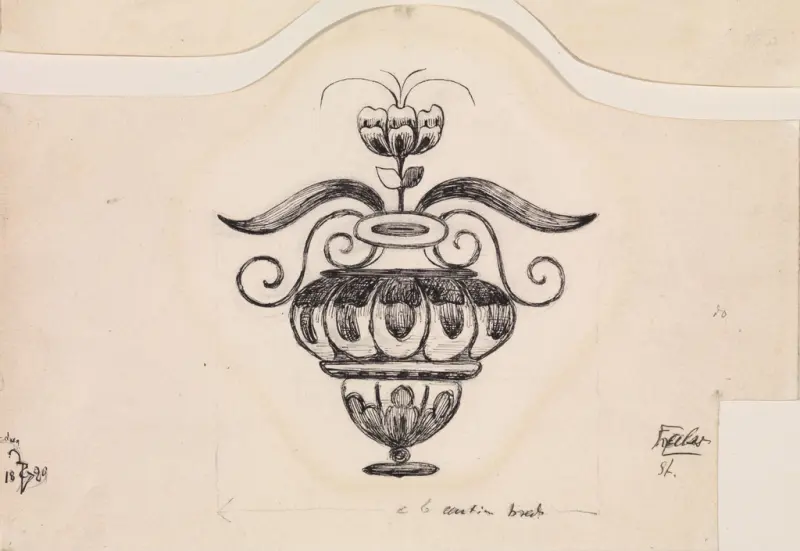 Nissen. Sluttvignett, Thorvald Bindesbøll, 1889, drawing