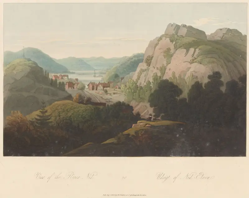 Utsikt mot Nidelva, John-William Edy, 1800–1812, print