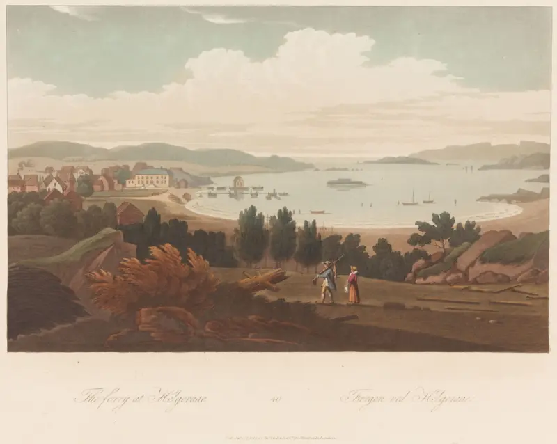 Fergen ved Helgeroa, John-William Edy, 1800–1813, print