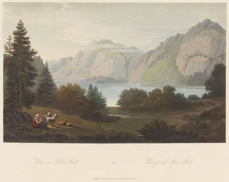 Utsikt ved Syndlevannet, John-William Edy, 1800–1812, print