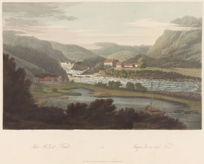 Sagbruk ved Boen i Tveit, John-William Edy, 1800–1812, print