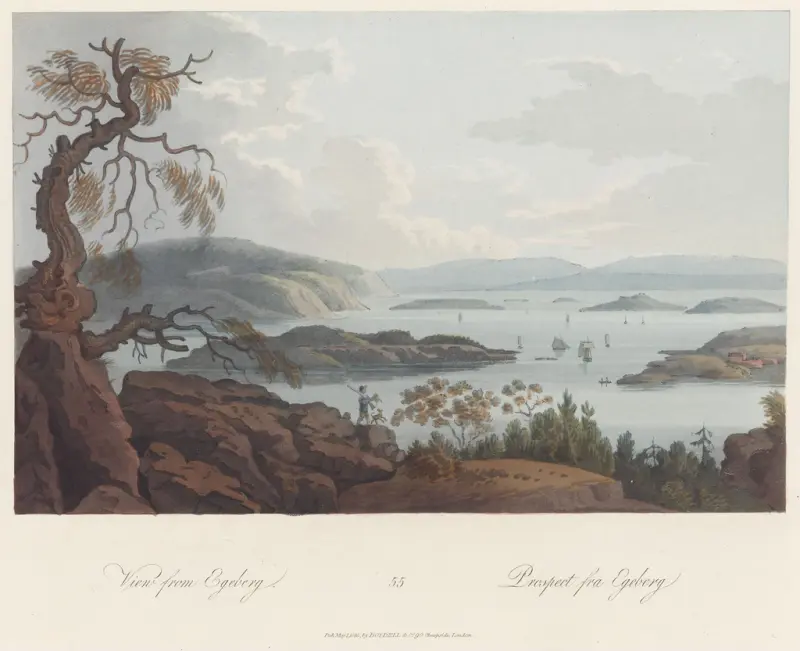 Utsikt fra Ekeberg, John-William Edy, 1800–1815, print