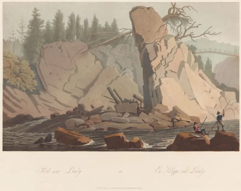 En klippe ved Lunde, John-William Edy, 1800–1813, print