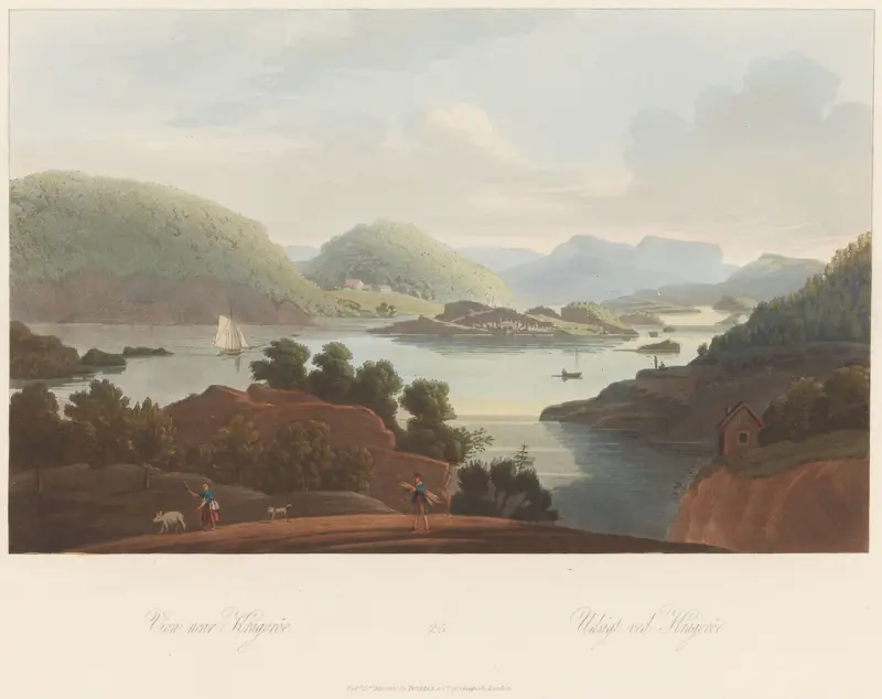 Utsikt ved Kragerø, John-William Edy, 1800–1813, print