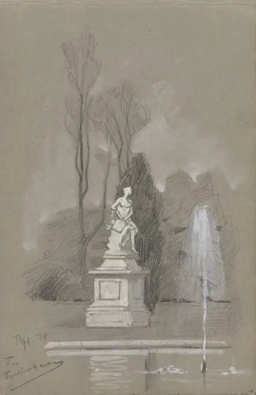 Skulptur, Tuileries-hagen, Thorolf Holmboe, 1890, drawing