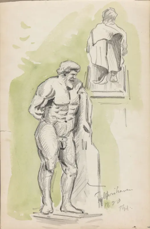 Skulptur, Tuileries-hagen, Thorolf Holmboe, 1890, drawing