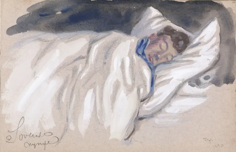 Sovende kvinne, Thorolf Holmboe, 1890, drawing