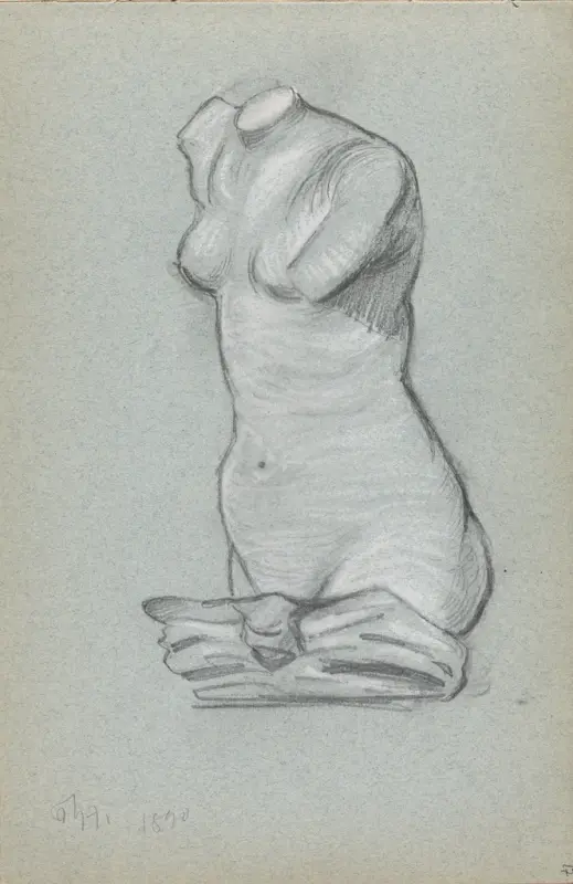 Torso, Thorolf Holmboe, 1890, drawing