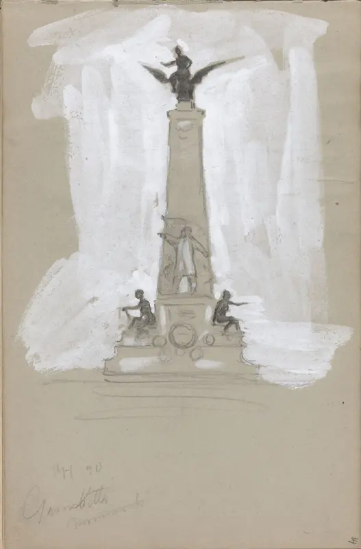 Gambetta-monumentet, Paris, Thorolf Holmboe, 1890, drawing
