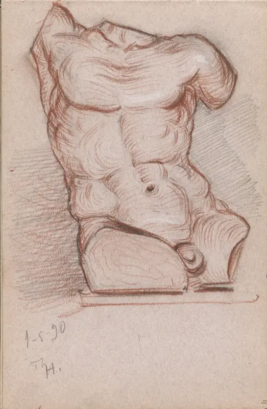 Torso, Thorolf Holmboe, 1890, drawing