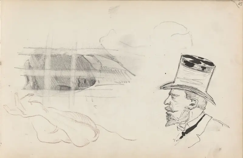 Studier av hoder og arm, Thorolf Holmboe, 1890, drawing