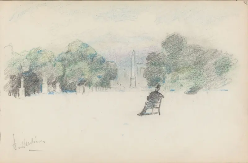 Fra Tuileries-hagen, Thorolf Holmboe, 1890, drawing