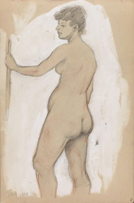 Kvinnelig akt, Thorolf Holmboe, 1890, drawing