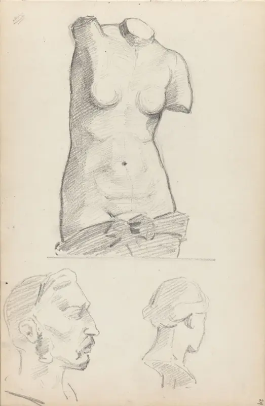 Skulpturstudier, Thorolf Holmboe, 1890, drawing