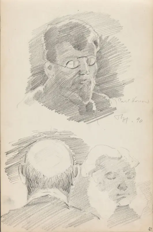 Karl Konow; hodestudier, Thorolf Holmboe, 1890, drawing