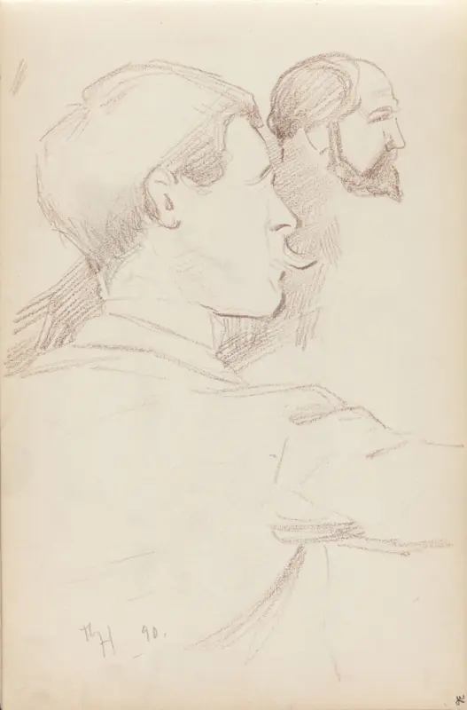 Studier av menn, Thorolf Holmboe, 1890, drawing