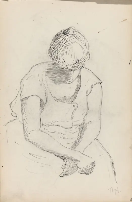 Studie av sittende kvinne, Thorolf Holmboe, 1890, drawing