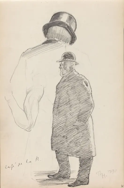 Mann med hatt, Café de la Régence, Thorolf Holmboe, 1890, drawing