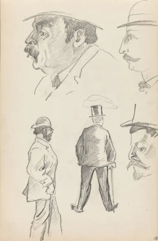 Studier av menn, Thorolf Holmboe, 1890, drawing