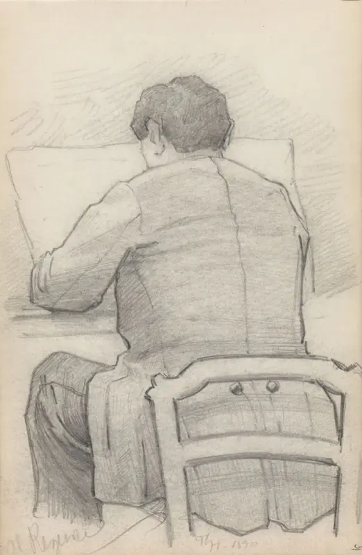 Sittende mann, Thorolf Holmboe, 1890, drawing