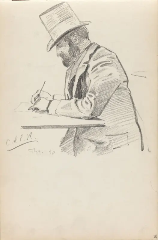 Mann, Café de la Régence, Thorolf Holmboe, 1890, drawing