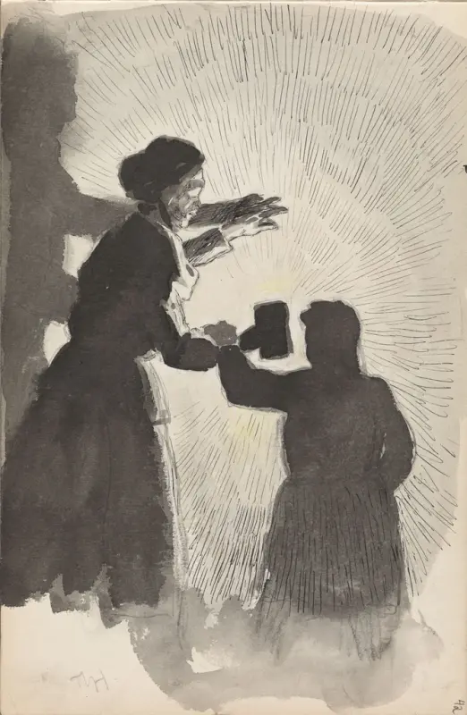Skyggespill, Thorolf Holmboe, 1890, drawing