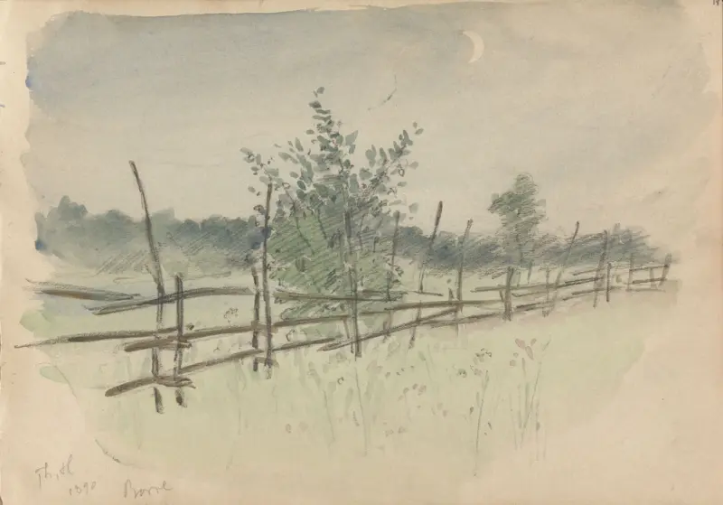 Landskap, Borre, Thorolf Holmboe, 1890, drawing