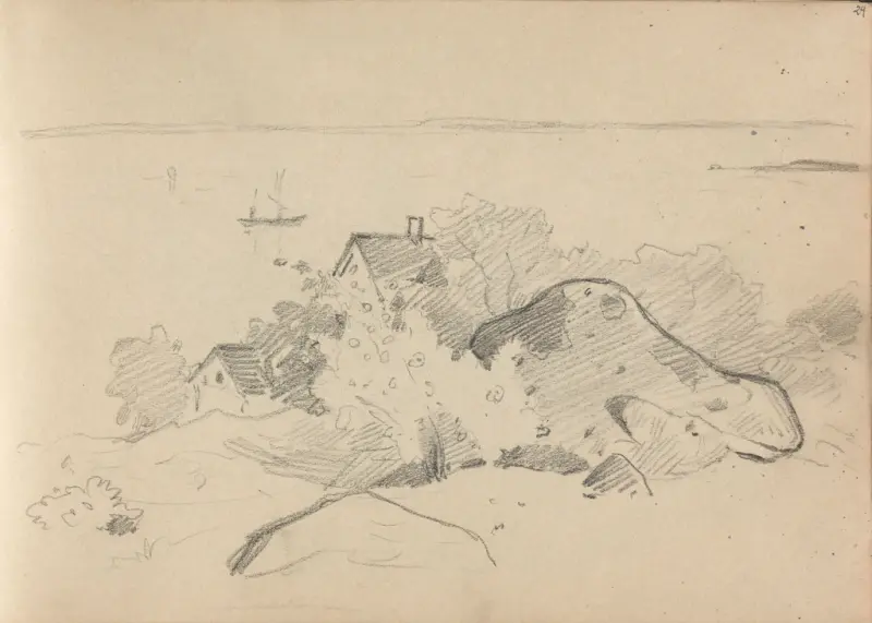Kystlandskap, Thorolf Holmboe, 1889–1891, drawing