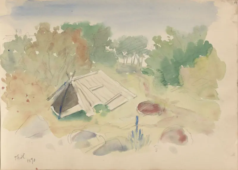 Båthus, Thorolf Holmboe, 1890, drawing