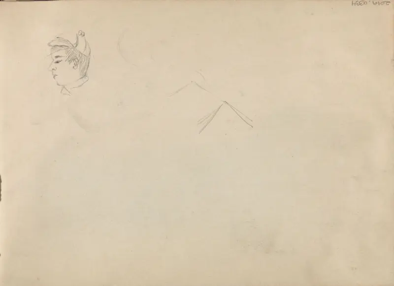 Riss av ansikt, Thorolf Holmboe, 1889–1891, drawing