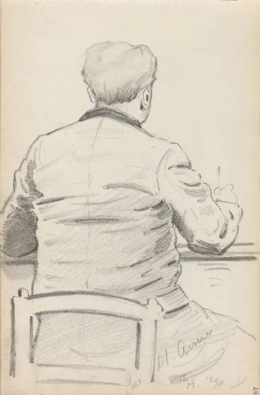 Sittende mann, Thorolf Holmboe, 1890, drawing