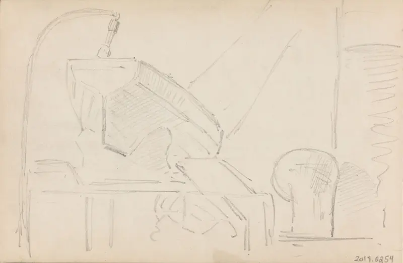 Studie av båt, Thorolf Holmboe, 1890, drawing
