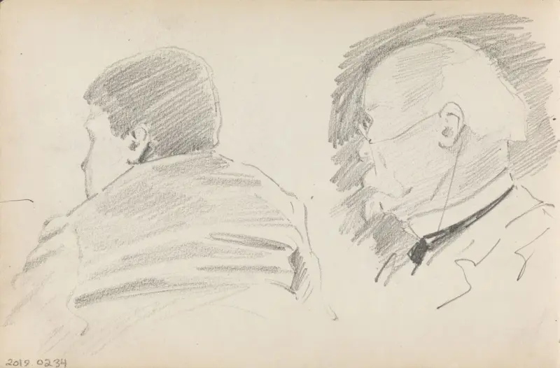 Studier av hoder, Thorolf Holmboe, 1890, drawing