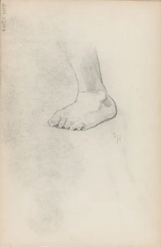 Studie av fot, Thorolf Holmboe, 1890, drawing