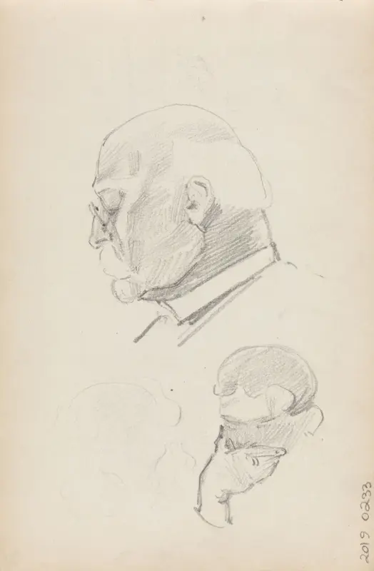Studier av hoder, Thorolf Holmboe, 1890, drawing