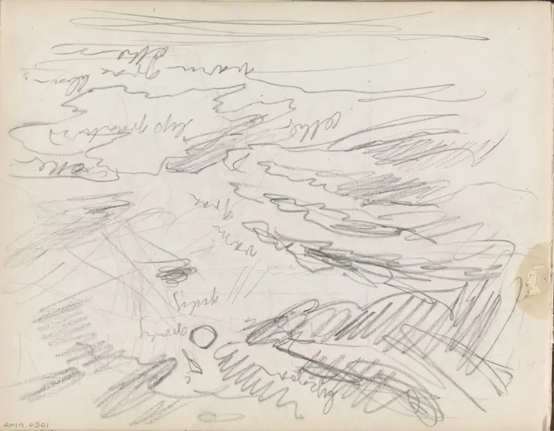 Skystudie med fargeangivelser, Thorolf Holmboe, 1889–1925, drawing