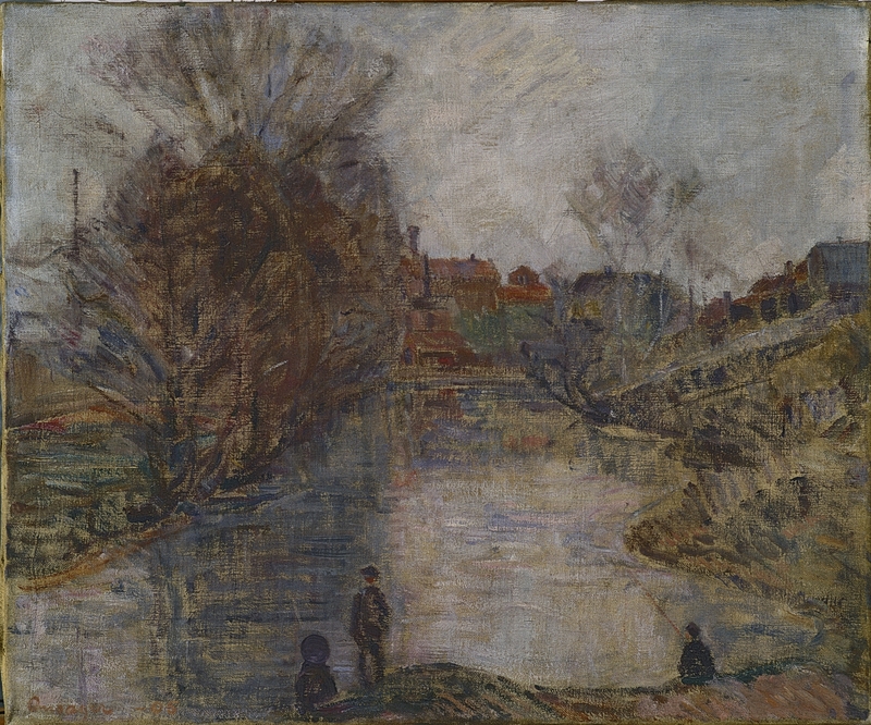 Stille vårdag ved Akerselva [Maleri]