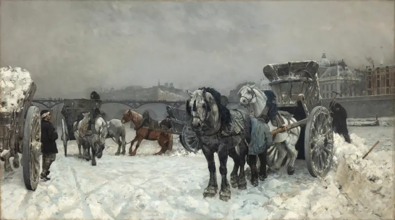 Snow Clearing by the Seine [Maleri]